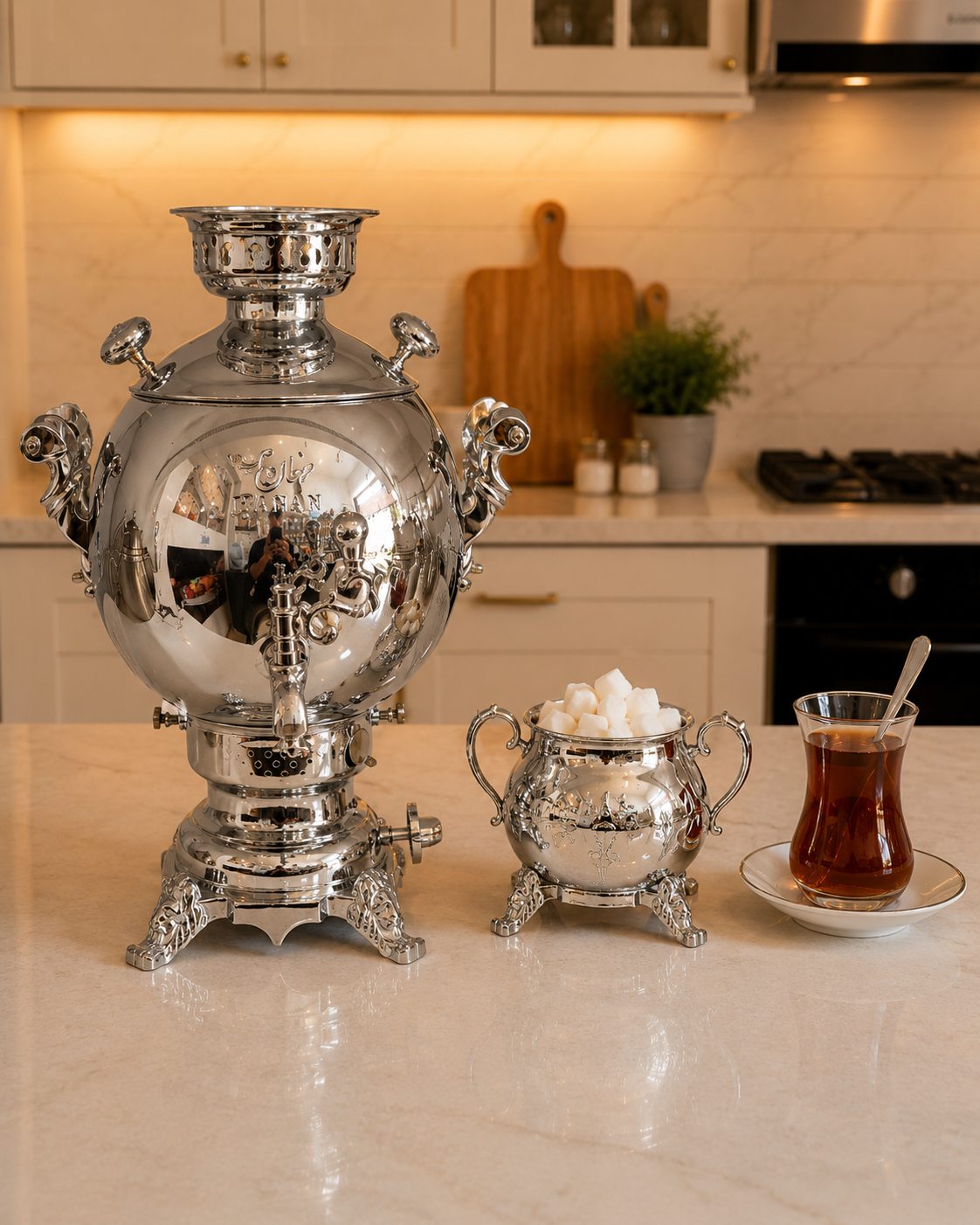 سماور مهان توپی کروم کد 609